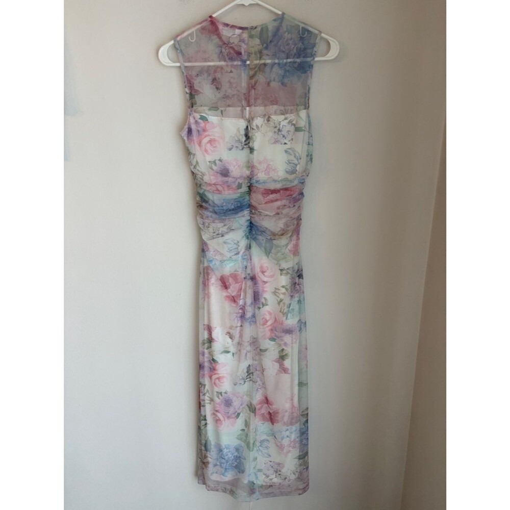 Amanda Uprichard Lyle Sheer Floral Midi rouged pastel Dress Womens MD bridal EUC - Picture 13 of 16